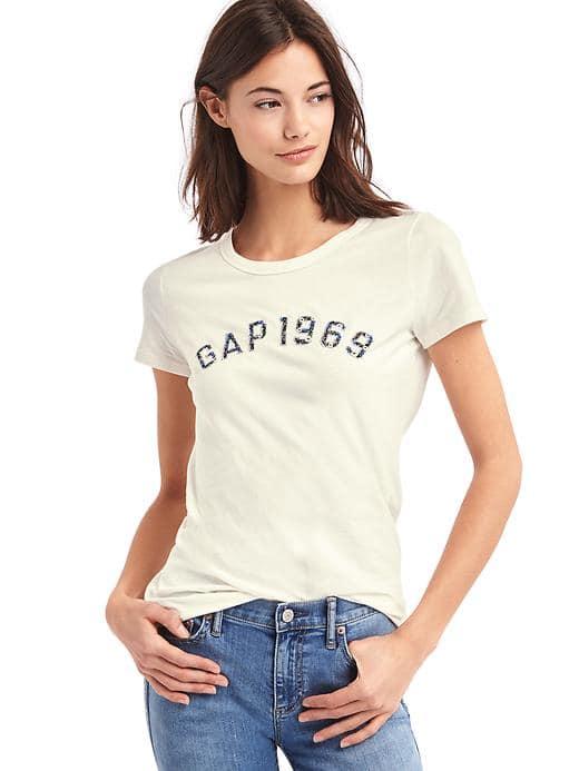 Gap Women Floral Logo Crewneck Tee - Snow Cap