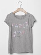 Gap Embellished Floral Graphic Tee - Light Heather Gray