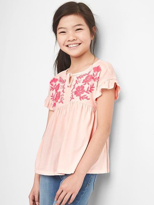 Gap Embroidery Ruffle Tee - Milkshake Pink