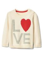 Gap Love Intarsia Crew Sweater - French Vanilla