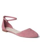 Gap Women Leather Ankle Strap D'orsay Flats - Rose