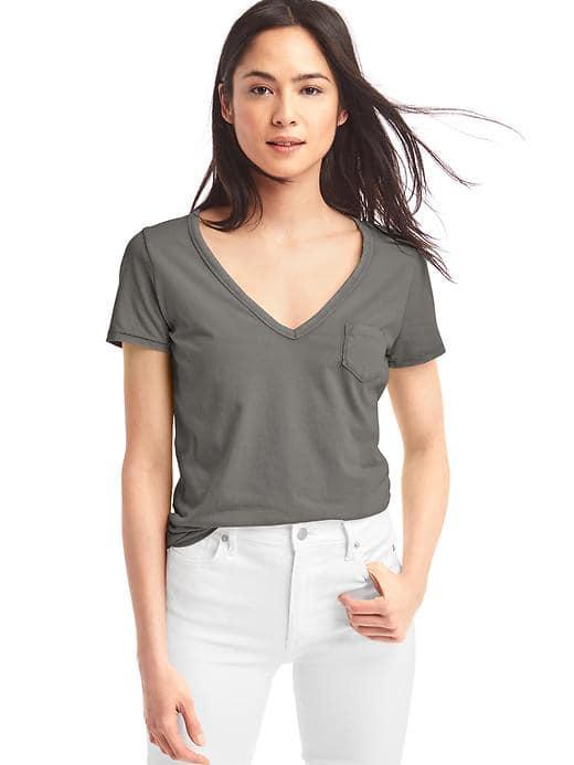 Gap Vintage Wash V Neck Tee - Pavement