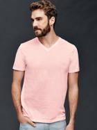 Gap Men Vintage Wash V Neck T Shirt - Light Shell Pink