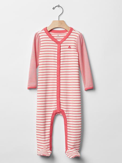 Gap Stripe Footed One Piece - Sugar Coral