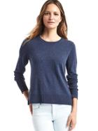Gap Women Wool Crewneck Sweater - Blue Heather