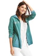Gap Women Weekend Long Zip Hoodie - Savvy Teal