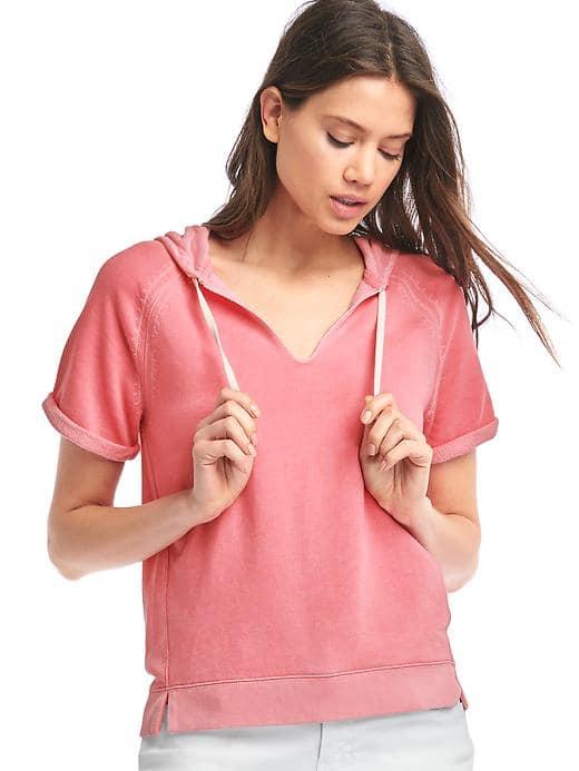 Gap Women French Terry Short Sleeve Hoodie - Pink Kiss