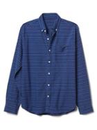 Gap Men Indigo Stripe Standard Fit Shirt - Blue Stripe