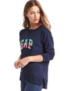 Gap Women Stripe Logo Applique Slouchy Sweatshirt - Dark Night