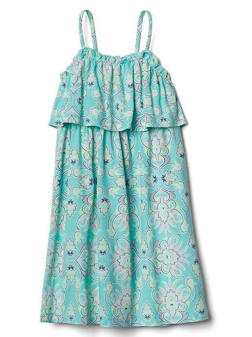 Gap Floral Mosaic Ruffle Dress - Happy Green Multi