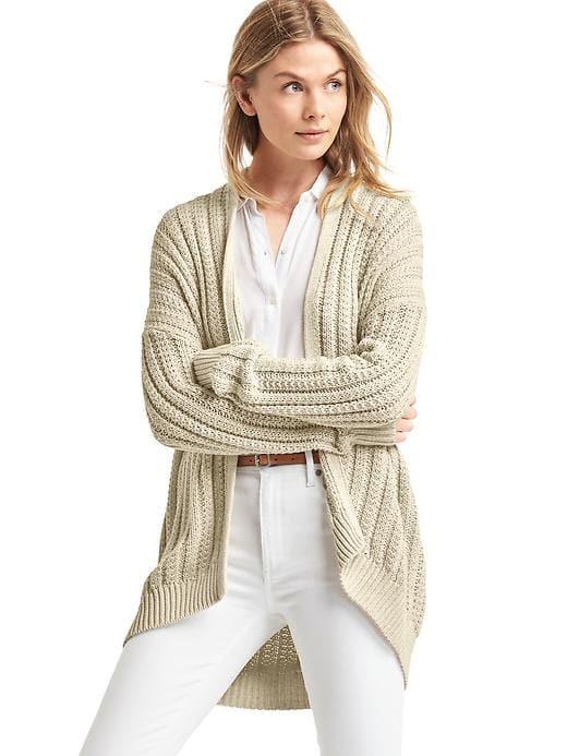 Gap Women Cozy Ribbed Open Front Cardigan - Oatmeal Heather