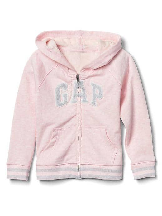 Gap Embellished Logo Zip Hoodie - Pink Heather