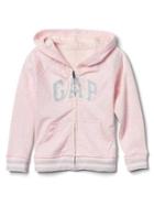 Gap Embellished Logo Zip Hoodie - Pink Heather