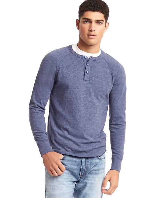 Gap Men Athletic Marled Henley - Navy Heather