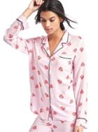 Gap Women Print Long Sleeve Sleep Shirt - Lacey Hearts Sugar Plum