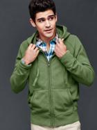 Gap Men Solid Baseball Zip Hoodie - Split Pea