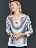 Gap Women Textured Stripe Hoodie - Navy Stripe