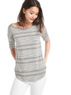 Gap Women Softspun Knit Stripe Tee - Grey Stripe