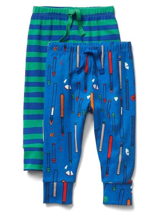 Gap Little Artist Knit Pants 2 Pack - Cool Blue Stripe