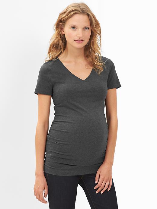 Gap Women Pure Body Short Sleeve V Neck T - Charcoal Gray