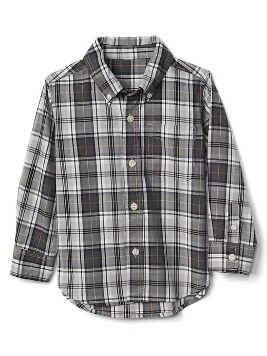 Gap Plaid Button Down Shirt - Blue Slate