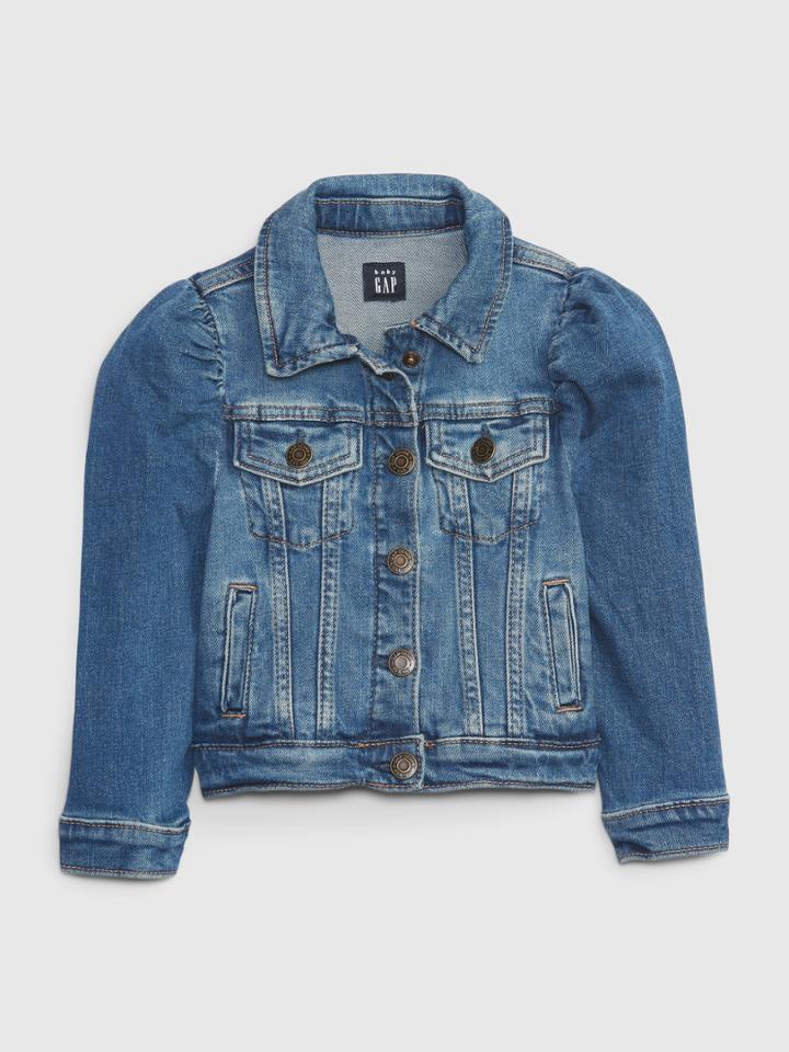 Toddler Puff Denim Jacket With Washwell