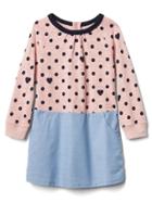 Gap Dots & Hearts Mix Fabric Dress - Pink Standard