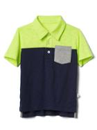 Gap Colorblock Short Sleeve Slub Polo - Active Yellow