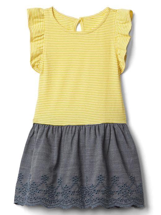 Gap Stripe Double Layer Flutter Dress - Miami Sky Eyelet