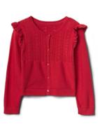 Gap Pointelle Ruffle Cardigan - Modern Red