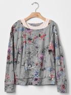 Gap Floral Double Layer Tee - Charcoal Heather