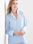 Gap Women Stripe Poplin Sleep Shirt - Union Blue