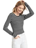 Gap Women Soft Stripe Long Sleeve Tee - Black Stripe