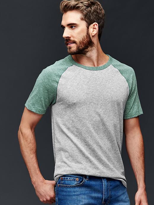 Gap Men Marled Baseball Tee - Heather Grey