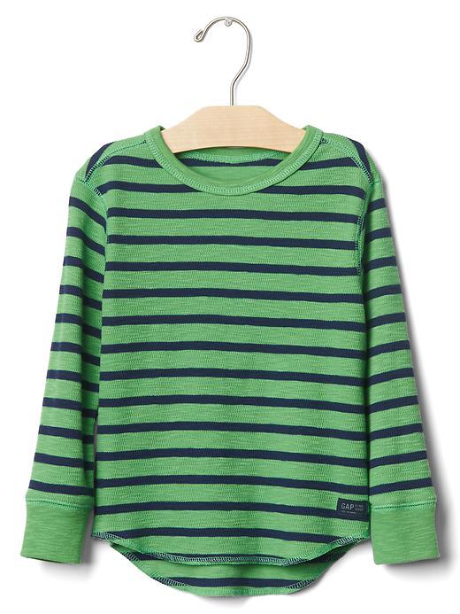 Gap Stripe Waffle Knit Tee - Stem Green
