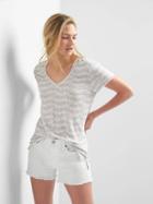 Gap Women Linen Print V Neck Tee - Neutral Print