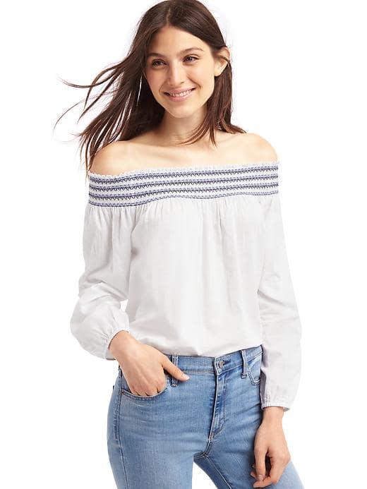 Gap Women Smocked Off Shoulder Top - White