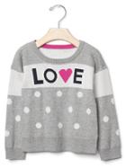 Gap Intarsia Love & Dots Sweater - Light Heather Gray
