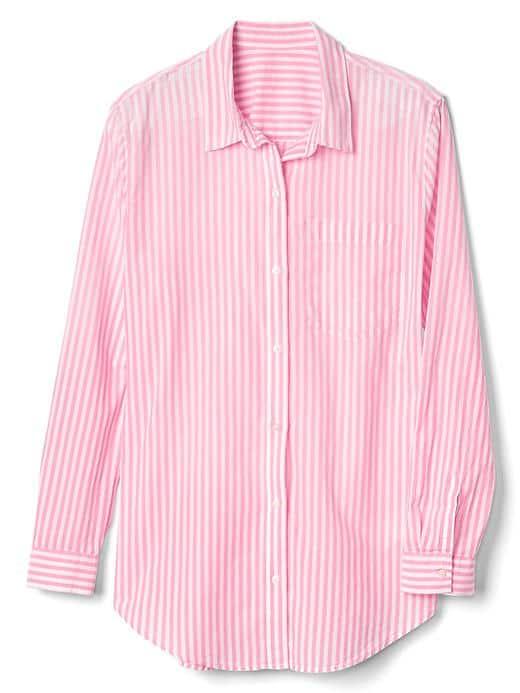 Gap Women Oversize Stripe Boyfriend Shirt - Pink Stripe
