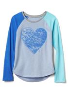 Gap Embellished Graphic Colorblock Tee - Blue Heather