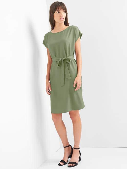 Gap Women Tie Belt Shift Dress - Desert Cactus