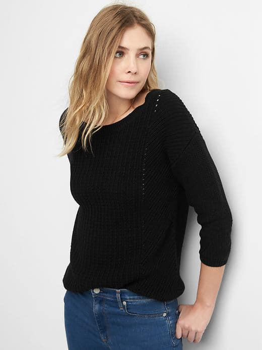Gap Women Pointelle Boatneck Sweater - Black
