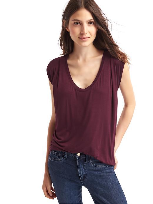 Gap Women Scoop Cap Sleeve Tee - Tuscan Red