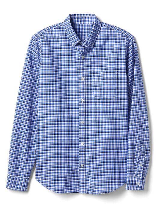 Gap Men Oxford Tattersall Slim Fit Shirt - Tile Blue