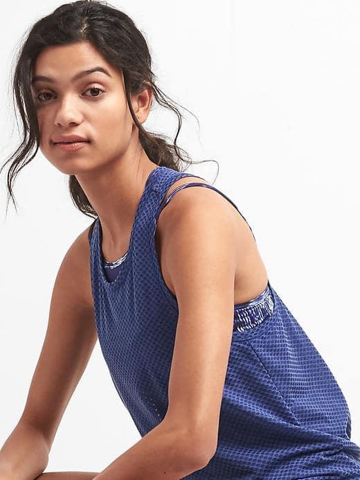 Gap Women Breathe Mesh Tie Back Tank - Capital Blue