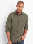 Gap Men Oxford Garment Dye Slim Fit Shirt - Black Moss