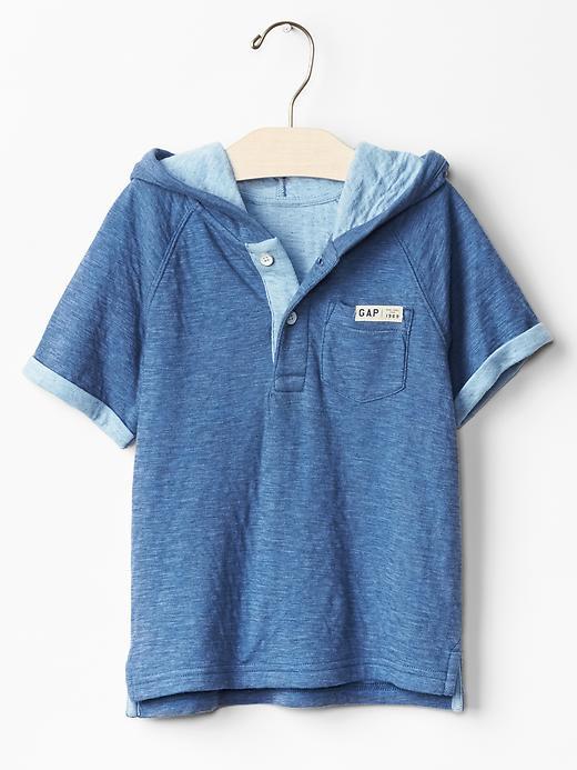 Gap Marled Double Weave Hoodie - Blue Heather