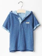 Gap Marled Double Weave Hoodie - Blue Heather