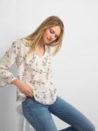 Gap Women Pintuck Bell Sleeve Top - White Floral