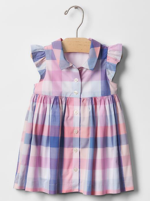 Gap Plaid Flutter Shirt Dress - White